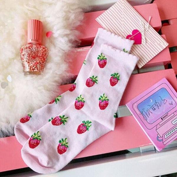 Must-Have Kawaii Strawberry Milk Socks One Size Fits Most Women