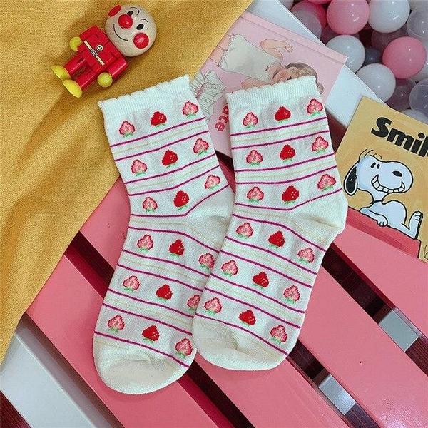 Must-Have Kawaii Strawberry Milk Socks One Size Fits Most Women