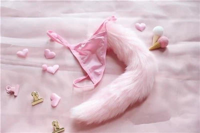 Petplay Fox or Bunny Tail Women's Thongs Comfy Alternative to Tail Plugs