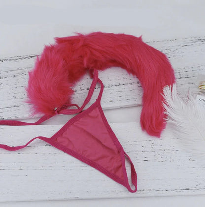 Petplay Fox or Bunny Tail Women's Thongs Comfy Alternative to Tail Plugs