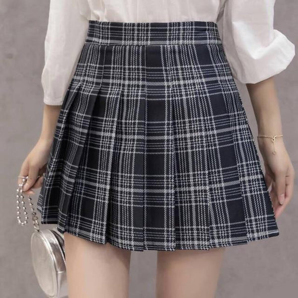 Pleated Plaid Kawaii School Girl Women's Skirt Built-in Shorts 10 Colors