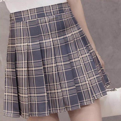 Pleated Plaid Kawaii School Girl Women's Skirt Built-in Shorts 10 Colors