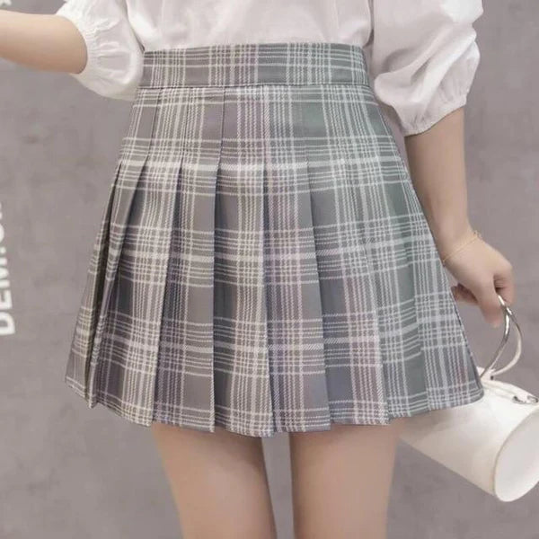 Pleated Plaid Kawaii School Girl Women's Skirt Built-in Shorts 10 Colors