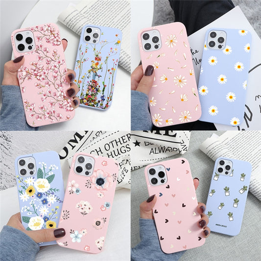 Soft TPU Phone Case For iPhone 13 12 14 Pro mini XS Max XR 7 8 6 6S Plus SE 2 Cactus Flower Cover For iPhone 11 Pro Shell Fundas