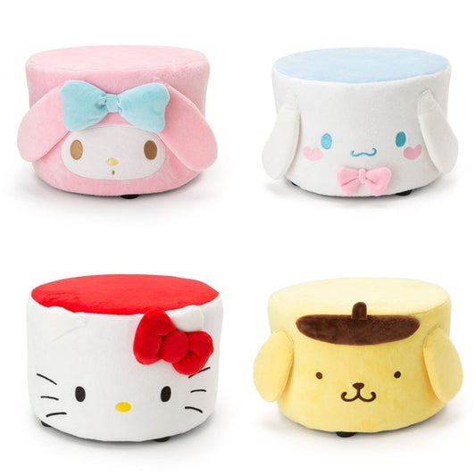 30*30*20CM Kawaii Sanrio Plush Kitty My Melody Cinnamoroll Pompom Purin Doll Cute Removable Plush Stool Round Low Stool Cushion