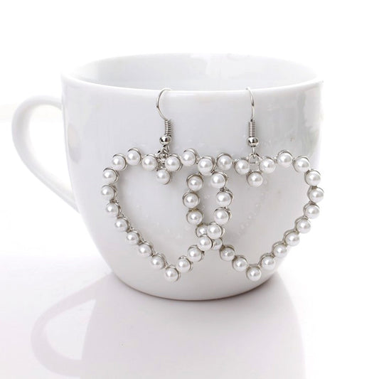 Fashion Pearl Peach Heart big Earring  Punk Jewelry For Cool Women Girl Friendship Gifts