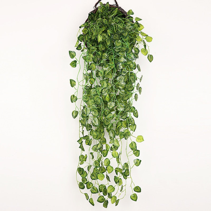 90cm Artificial Vine Plants Hanging Ivy Green Leaves Garland Radish Seaweed Grape Fake Flowers Home Garden Wall Party Decoration