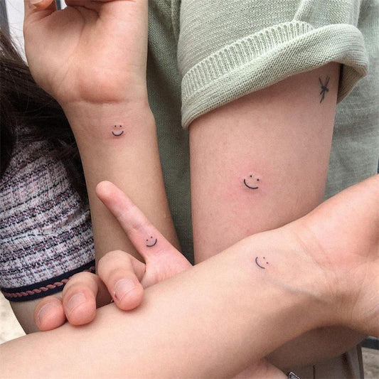 Black Smiling Face Temporary Tattoos Stickers Cute Waterproof Fake Tatoos  Small Tattos Flash Decals Women Men Arm Hands Sticker