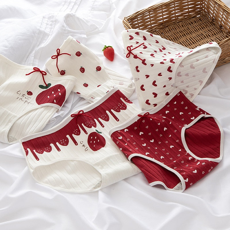 5Pcs/set Cotton Panties for Women Girl Briefs Underwear Plus Size Cute Soft Short Pantys Lingerie Female Ladies Underpants