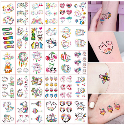 30Pcs Temporary Tattoos Hyun A ins Cute Stickers And Decals Women's Tattoos And Body Art Waterproof Fake Tattoo Cartoons Sticker