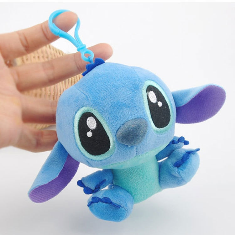 Stitch Peluche 12cm Disney Lilo & Stitch Plush Toys Dolls with Hook Stuffed Animal Plushies Keychain Pendant Soft Figure Bowtie For Kids Baby Gifts