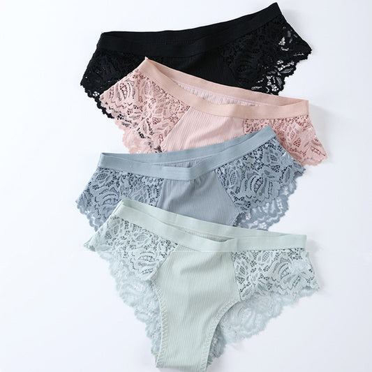 3 Pcs Cotton Panties Panty Briefs Lace Panties Women Underwear Lingerie Panties for Female Ladies Floral Pantys Underpants