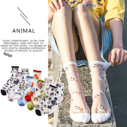 Lace Mesh Fishnet Socks Mixed Fiber Transparent Stretch Elasticity Ankle Net Yarn Thin Women Cool Socks 1pair=2pcs