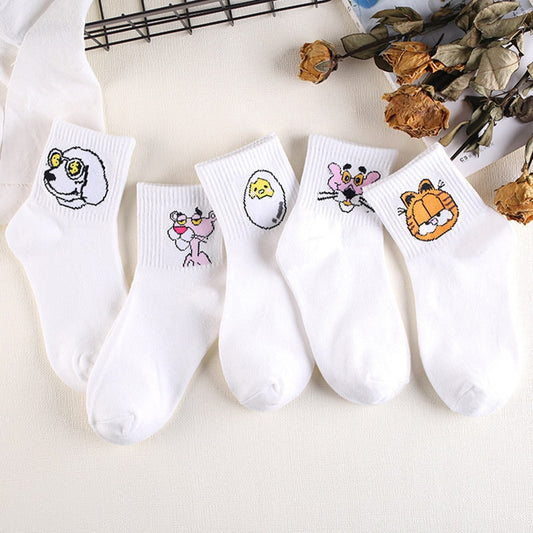 Cotton Women Socks Summer Cartoon Print Kawaii Cactus letters Funny Sock  Harajuku Female Casual Cute Woman Sox Hot