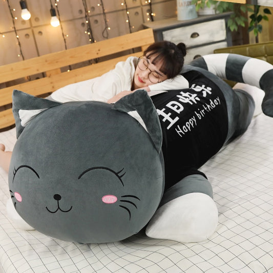 110cm Big Cute Giant Cat Plush Toy Soft Cartoon Stuffed Animal Plushies Doll Sofa Bed Pillow Cushion Girl Kid Birthday Gift