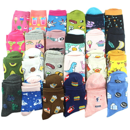 [EIOISAPRA]Mermaid Unicorn Dinosaur Sky Funny Socks Women Fruit Food Hot Pot Cute Jacquard Crew Female Calcetines Divertidos
