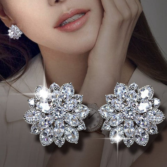 30 Styles Exquisite Zircon Snowflake Stud Earrings For Women Shiny Rhinestone Crystal Flowers Earring Dropshipping