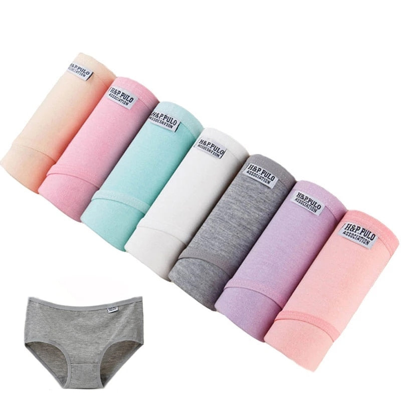 Cotton Panties for Women Underwear Plus Size Brief Girls Lingerie Solid Color Panties Female Seamless Underpant Ladies 7Pcs