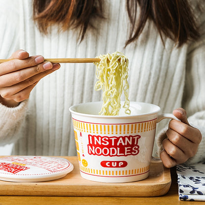 Kawaii Ramen Instant Noodle Bowl Set: Japanese Style Ceramic Tableware