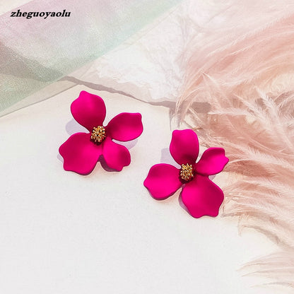 Korean Style Cute Flower Earrings For Women New Fashion Sweet Earrings Woman Brinco Wholesale Jewelry Colorful Earrings