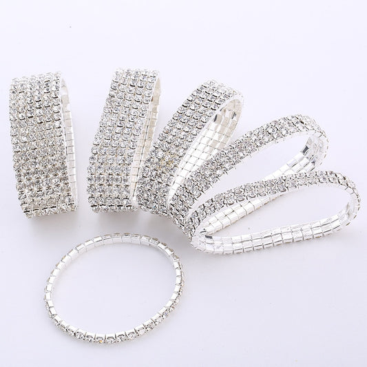 Hot Sale Multiple Styles Fashion Crystal Stretch Shine Bracelets For Women Couple Girlsfriend Bangles Wedding Bridal Gifts