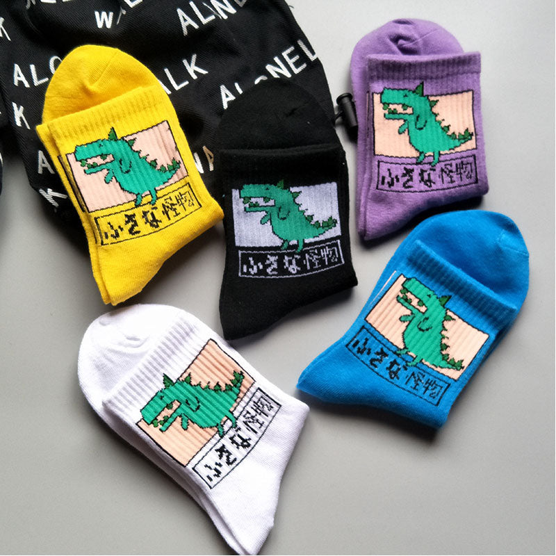 Women Ins Cartoon Patterned Short Funny Socks Cute Animal Dinosaur Socks For Ladies Funny Japan College Wind Concise Socks