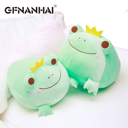 1pc 35cm Cute The Crown Frog Plush Plushies Pillow Stuffed Animal Down Cotton Kids Toys Kawaii Smile Frog Dolls For Children Birthday Gift