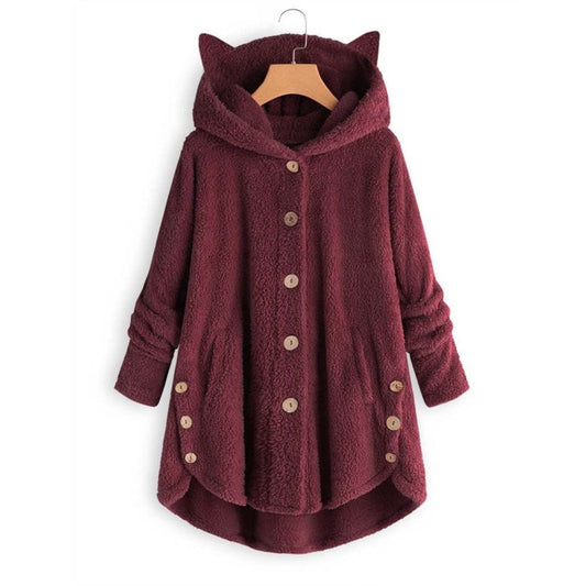 Autumn Winter Pink Women Hooded Sweatshirts Warm Pocket Hoodies Tops Loose Soft Cute Patchwork Coat Harajuku Fashion