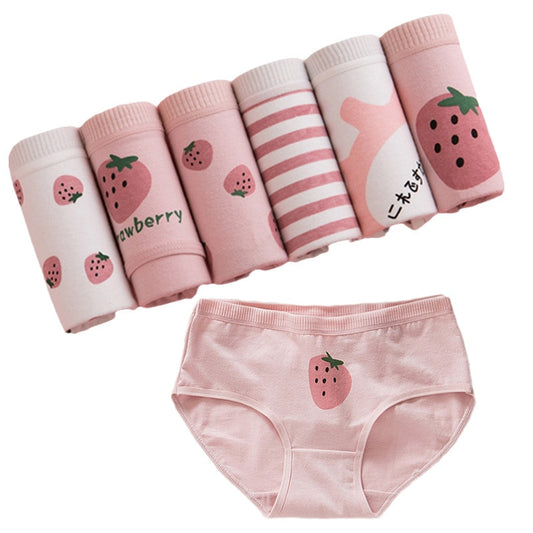 6Pcs Women's Panties Cute Cotton Underwear Women Seamless Briefs For Girl Ladies Intimates Pink Pantys Thongs Lingerie