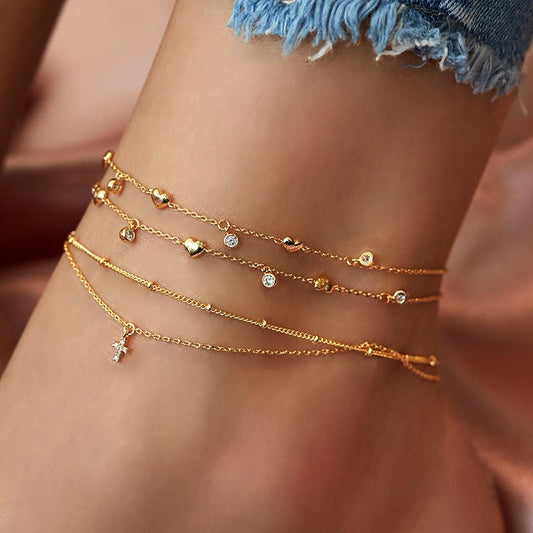Bohemia Chain Anklets for Women Foot Accessories Summer Beach Barefoot Sandals Bracelet ankle on the leg Female