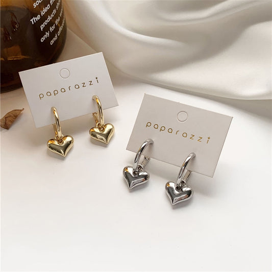 Love Heart Earrings For Women Sweet Adorable Gold Color Piercing Ladies Drop Earring Girls Jewelry