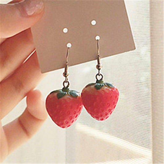 Stereo Realistic Red Strawberry Dangle Earring New Fruit Strawberry Earring Female Lovely Sweet Girl for Women Jewelry Gifts