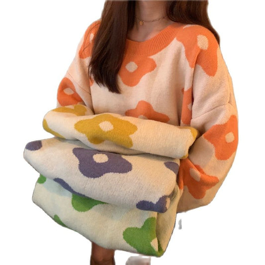 New Fashion Women Sweaters Winter Women Flower Sweaters Over Size Women Pullover Sweaters