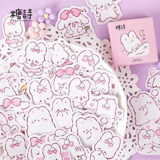 45 Pcs Scrapbooking Stickers Set Kawaii Rabbit Decorative Label Sticker for DIY Art Craft Planner Scrapbook Diary Calendar Album