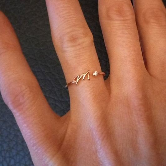 A-Z Initial Rings for Women Open Adjustable Stainless Steel Wedding Ring Trend Gold Color Couple Jewelry Accessories Gift