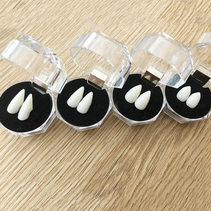1 Pair Vampire Teeth Fangs Dentures Props Halloween Costume Props False Teeth Solid Glue Denture Adhesive Halloween Party Decor