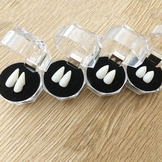 1 Pair Vampire Teeth Fangs Dentures Props Halloween Costume Props False Teeth Solid Glue Denture Adhesive Halloween Party Decor
