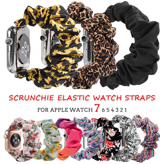 Scrunchie Elastic Watch Straps Watchband for Apple Watch Band Series 7 6 5 4 38mm 40mm 42mm 44mm for iwatch 45/41mm Bracelet