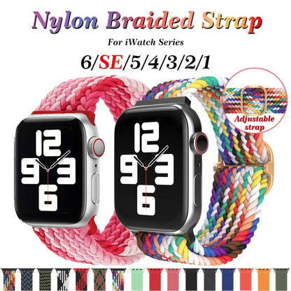 Nylon Braided Solo Loop Strap for Apple Watch Band 38mm 40mm 42mm 44mm Sport Elastics Wristband for iWatch Series 6/5/4/3/2/1/SE