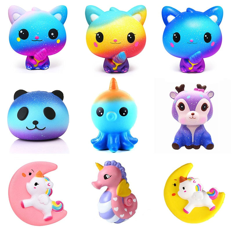 Kawaii Cartoon Galaxy Cute Deer Squishy cat jumbo Toys Slow Rising Cream Scented Squeeze Toys Novelty Gift For Children Gifts