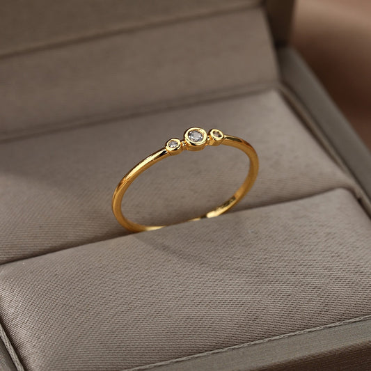 Zircon Engagement Wedding Rings For Women Gold Color Stainless Steel Ring Female Finger Jewelry Birthday Gift Free Shipping