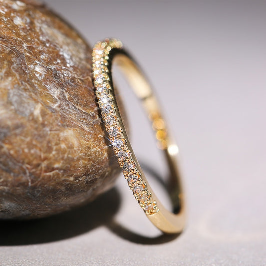 New Minimalist Thin Rings for Women Wedding Brilliant Cubic Zircon High Quality Versatile Female Finger Ring Jewelry