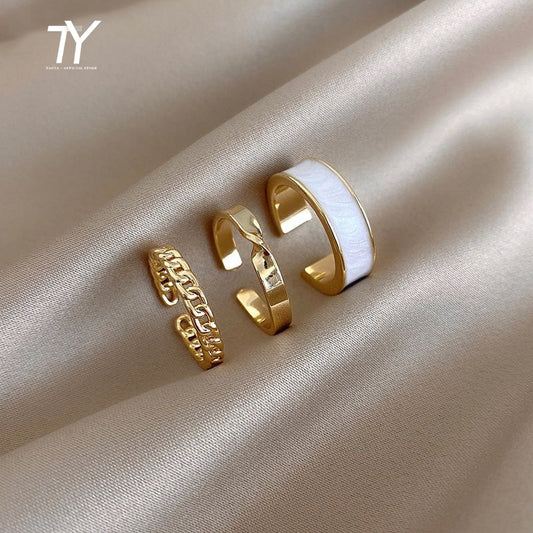 New Gothic Style Three Piece Opening Rings For Woman Fashion Korean Jewelry European and American Wedding Party Ring