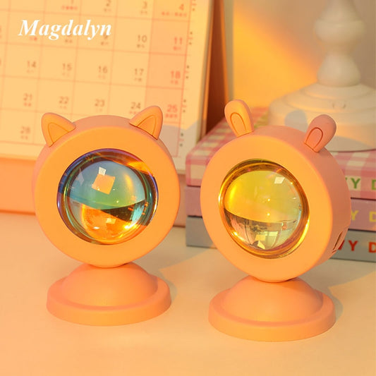 Magdalyn Mini Rainbow Sunset Lights Kawaii Home Bedroom Phography Decoration Night Led Desk USB Ins Atmosphere Projection Lamps