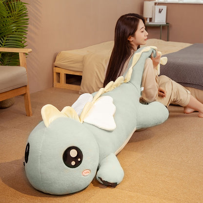 GIANT Dragon Plush Toy 130cm Big Kawaii Cute Green Pink Dinosaur Stuffed Animal Plushies with Wings Cushion Sofa Bed Soft Doll Pillow Kids Girls Birthday Gift