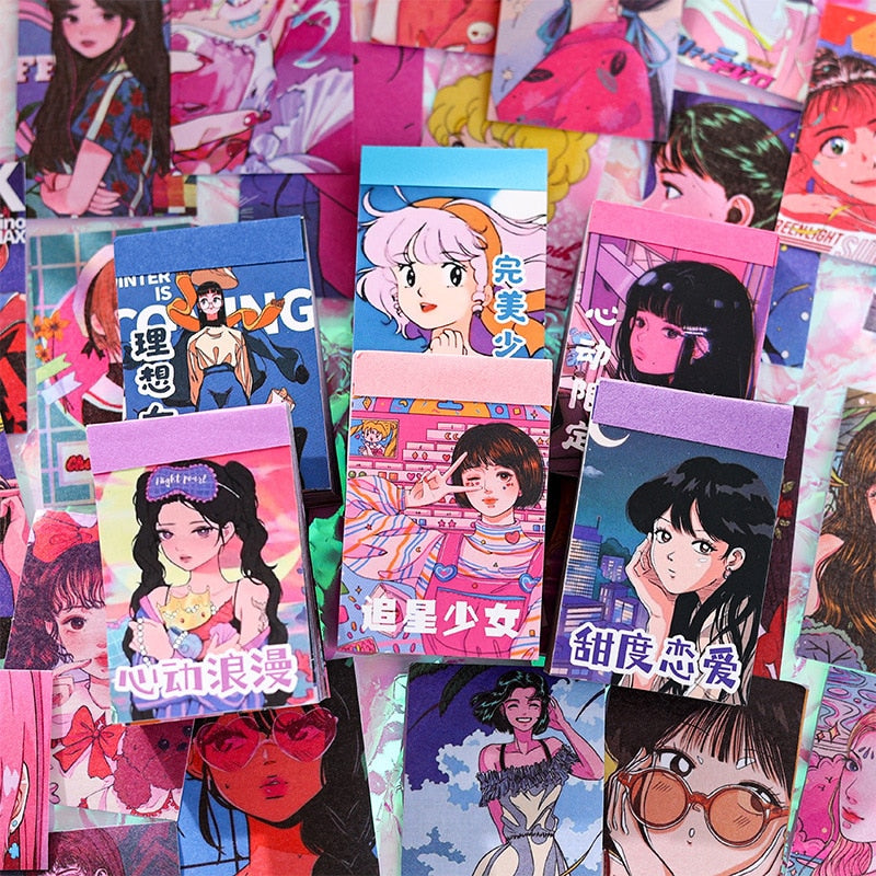 50sheets Cute Fashion girl Decorative Stickers Book Art Craft Scrapbooking Label Diary Japanese Stationery Album Journal Planner