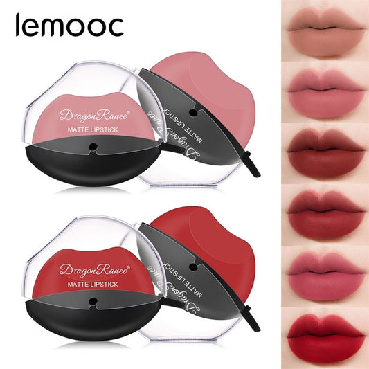 Lemooc Lip-shaped Lipstick Makeup Lazy Lipstick Velvet Matte Moisturizing Lip Gloss Waterproof Non-stick Cup Long Lasting