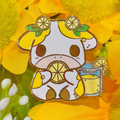 Cute Cow Enamel Pin Strawberry, Boba, Blueberry, Lemon  Grape s Kawaii Animal Brooch