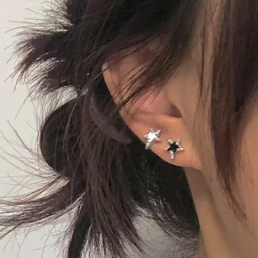 New Pentagonal Star Stud Earrings for Women Girl New Gothic Y2K Punk Design Earrings Removable Simple Earrings