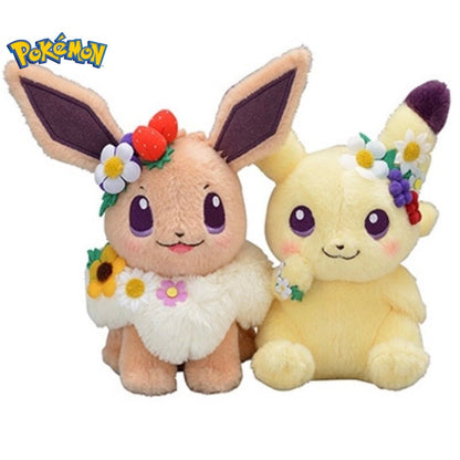 Pokémon Flower Crown Pikachu and Eevee Event Plushie: Video Game Stuffed Animal Toy Stuffie